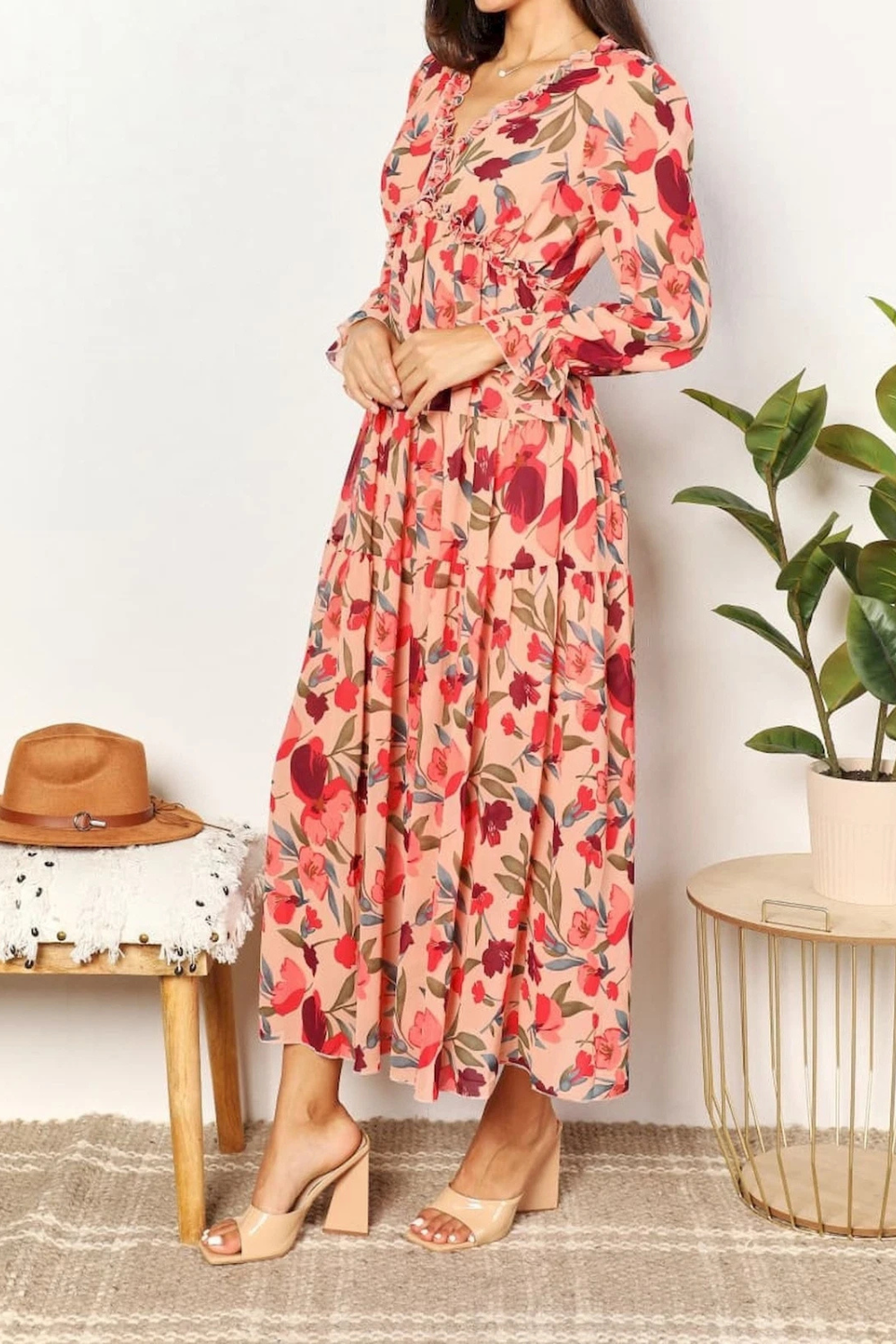 Aveline - Wild Lotus Ruffle Tiered Maxi Dress