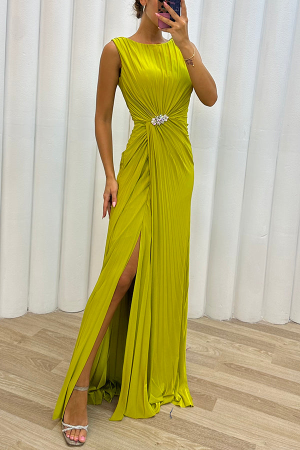 Deena - Embellished Slit Evening Maxi Dress