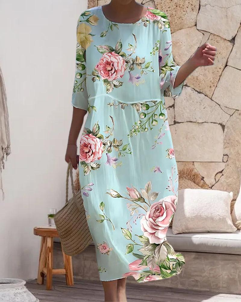 Amara – Elegant Floral Dress with Tummy Control