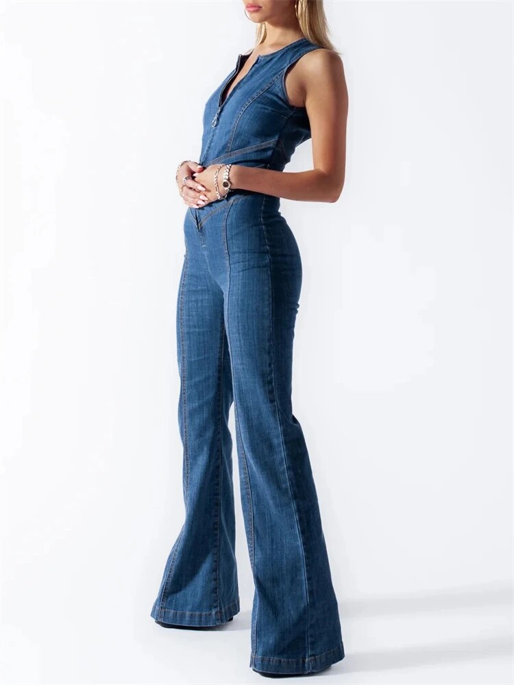 Natasha - Retro Denim Jumpsuit