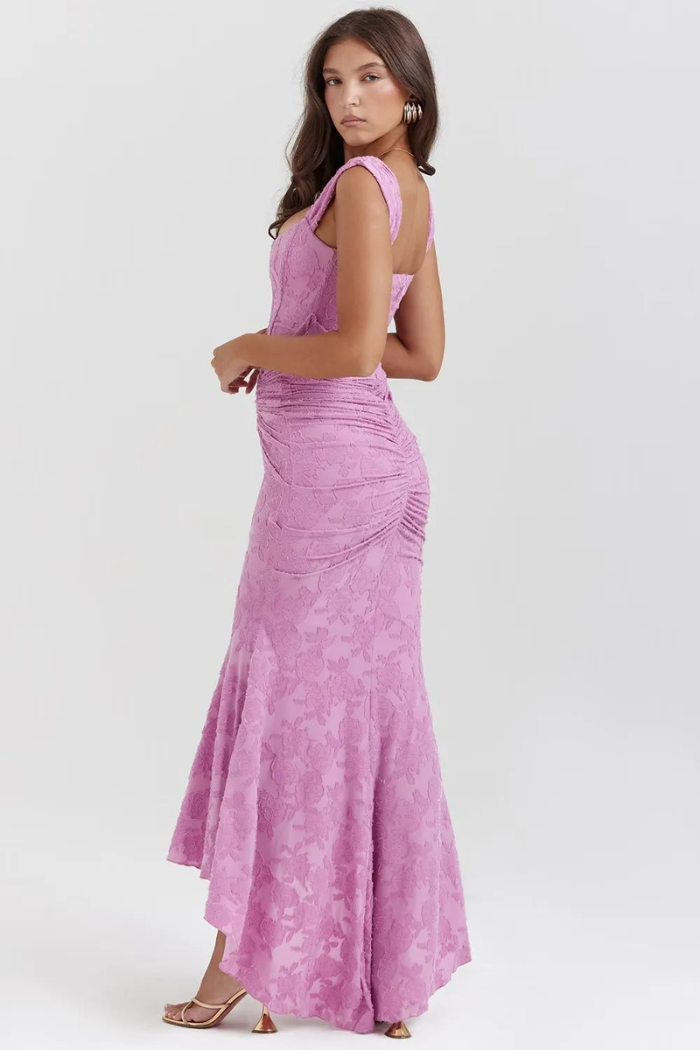 Zari - Elegant Rose-Patterned Maxi Dress