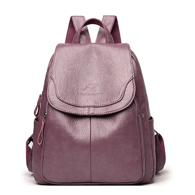 Isla - Anti-Theft PU Leather Backpack with RFID Protection and Stylish Design