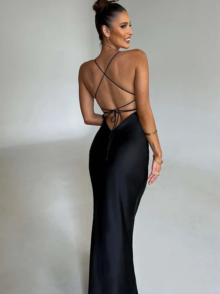 Tyra - Backless Lace-Up Mermaid Dress