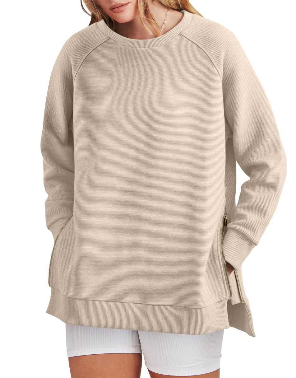 Colette - Sleek and Comfortable Zippered Tunic Sweatshirt