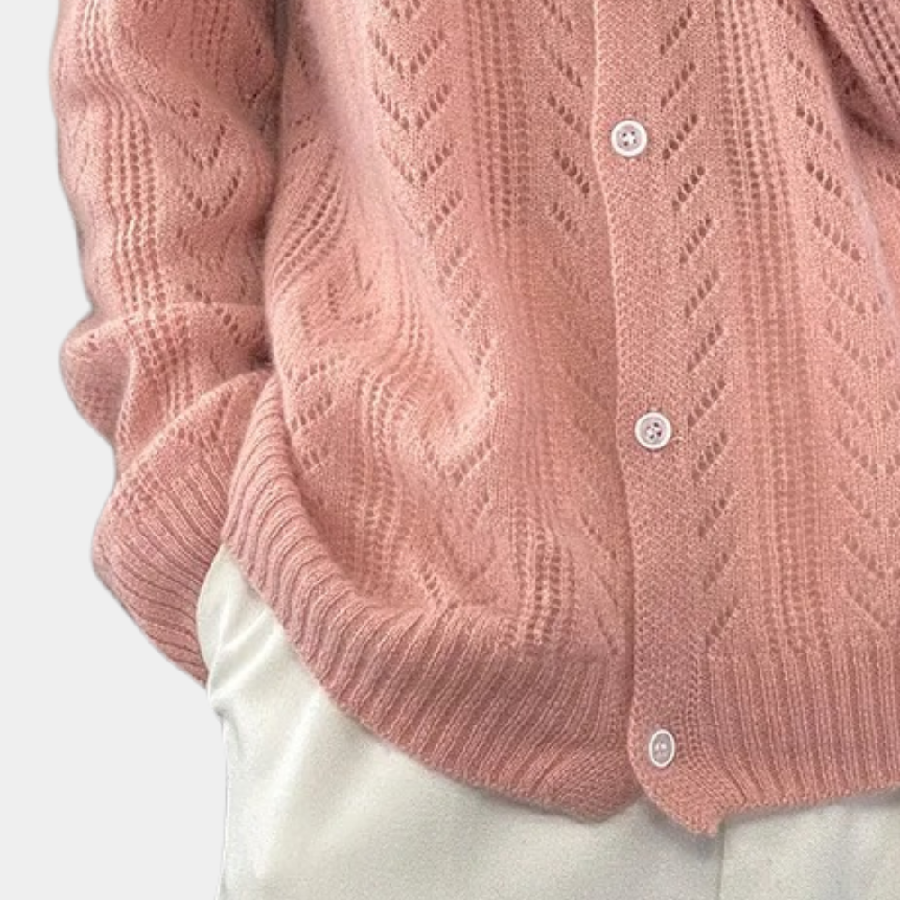 Seren - Cable-Knit Button-Up Cardigan