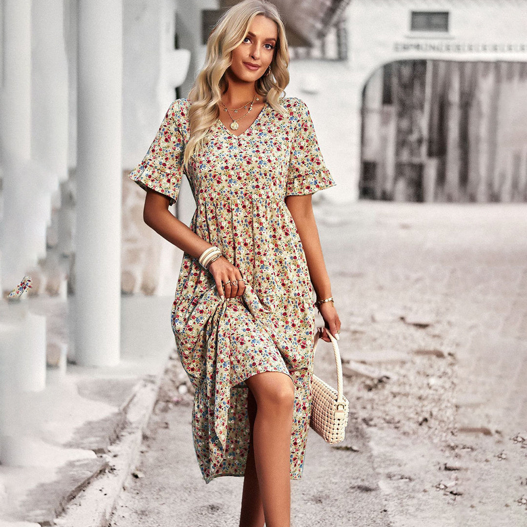 Magnolia - Boho Floral Midi Dress