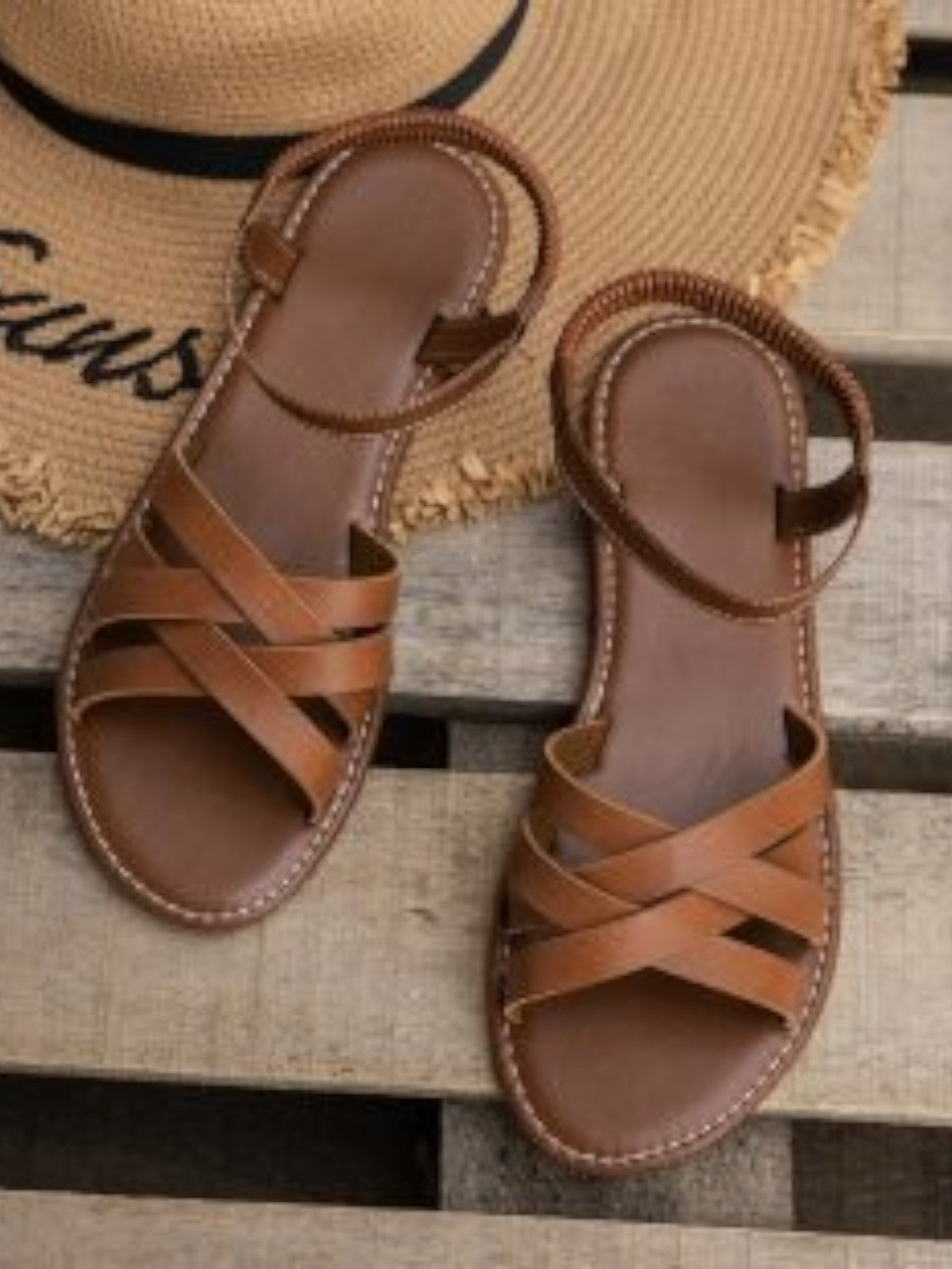 Mackenna - Roman Elastic Cross-Strap Sandals