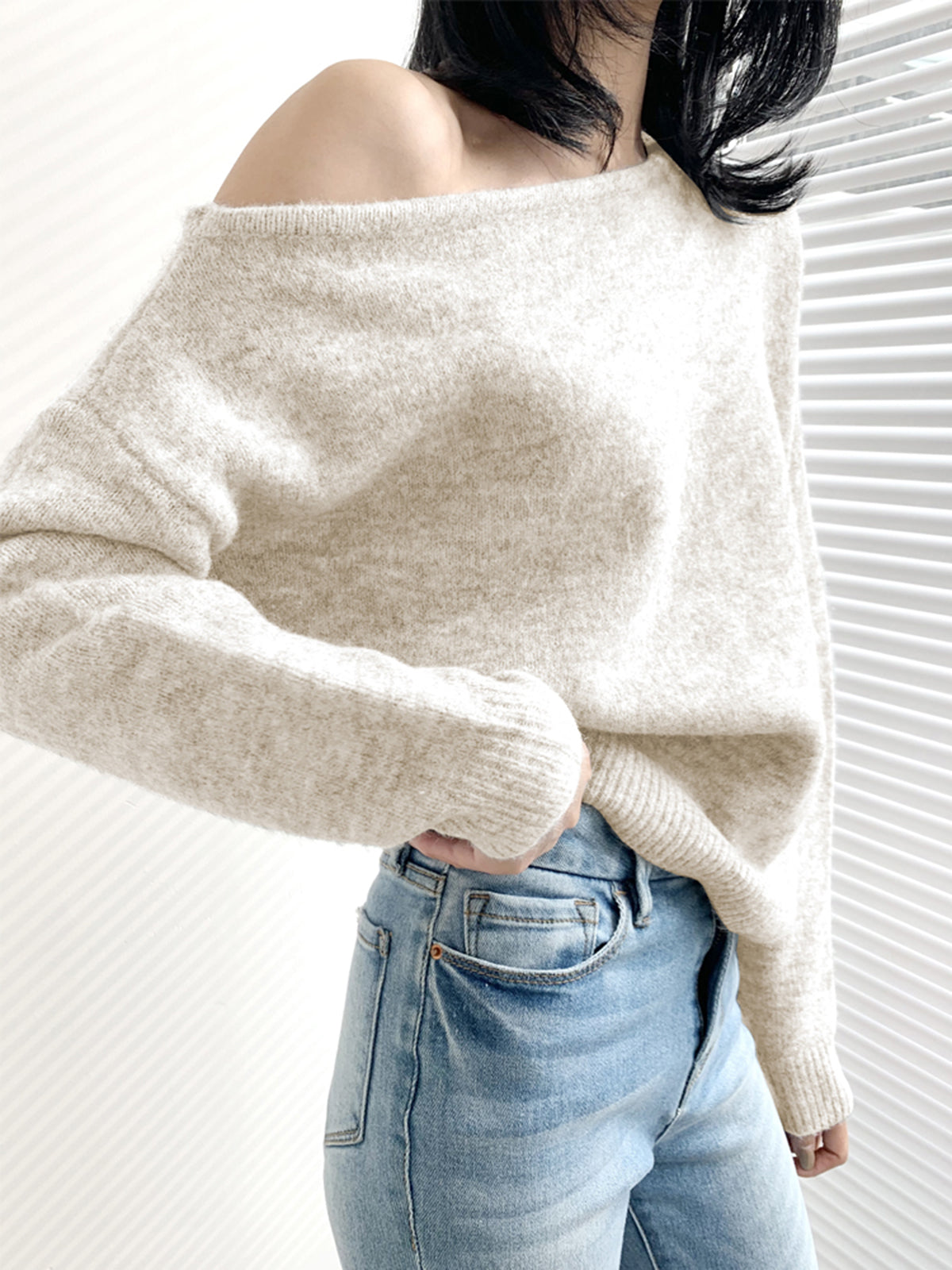 Emma - One Shoulder Asymmetric Sweater for Women