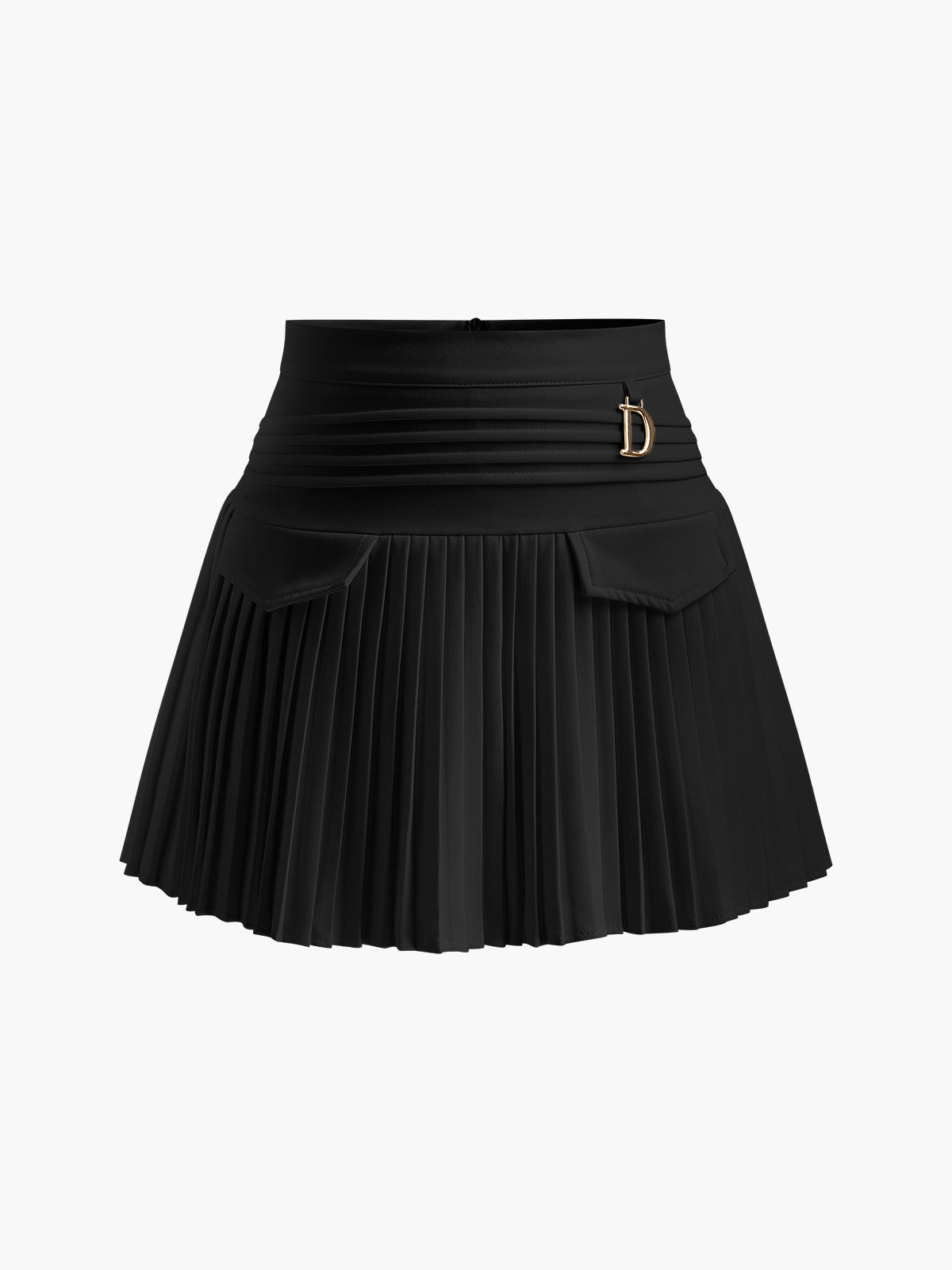 Mabel - Metal Letter Pleated Mini Skirt