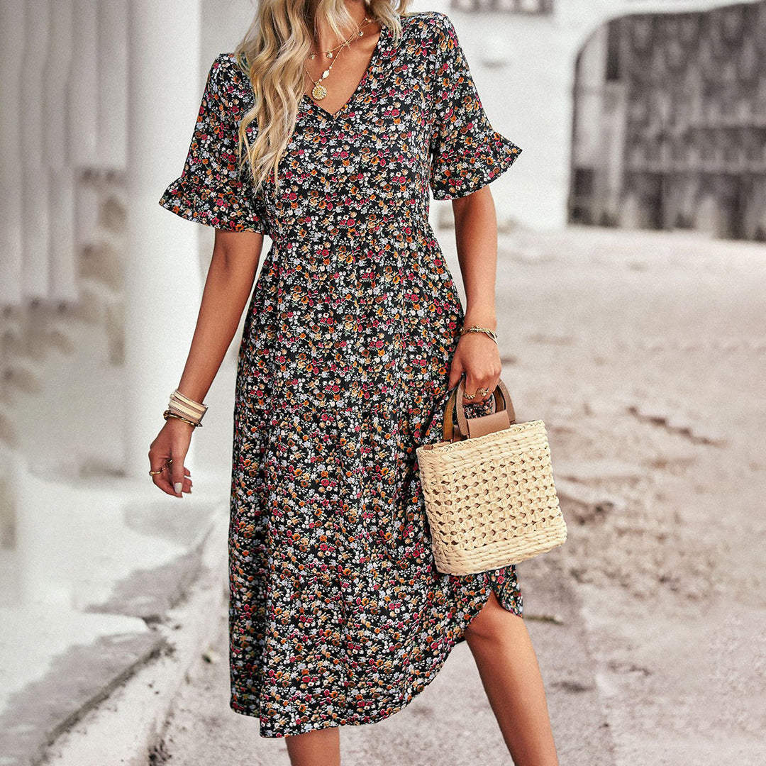 Magnolia - Boho Floral Midi Dress