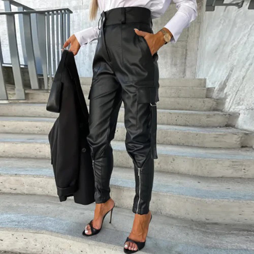 Karina - High-Waisted Leather Pants