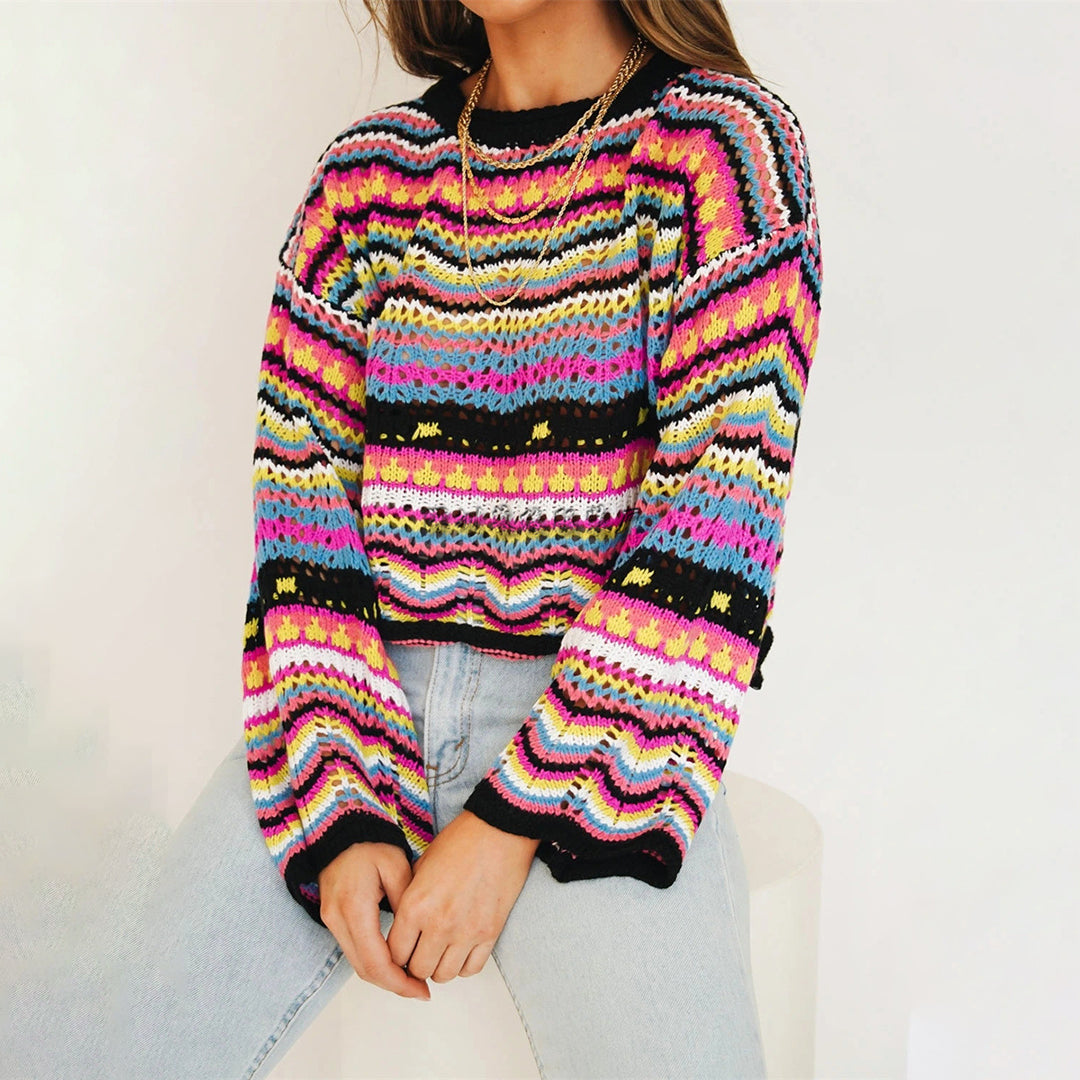 Sage - Boho Knit Vibrant Sweater