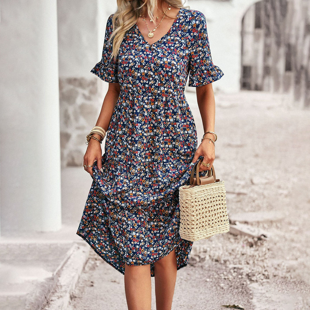 Magnolia - Boho Floral Midi Dress