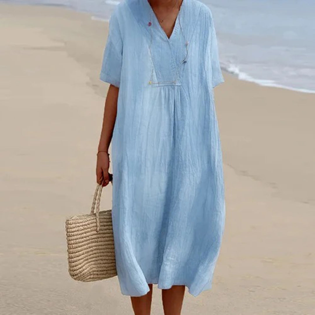 Alethea - Relaxed Beach Dress Linen Summer Dress