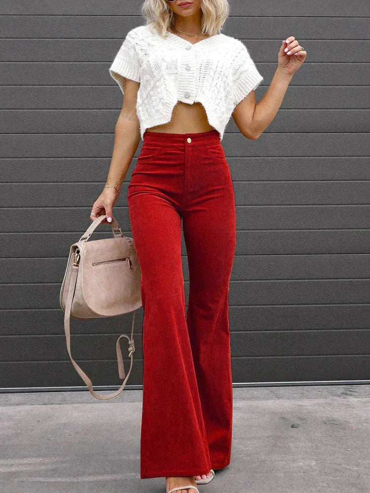 Geneva - Flared Corduroy Pants Trendy Comfortable Bell-Bottom Pants