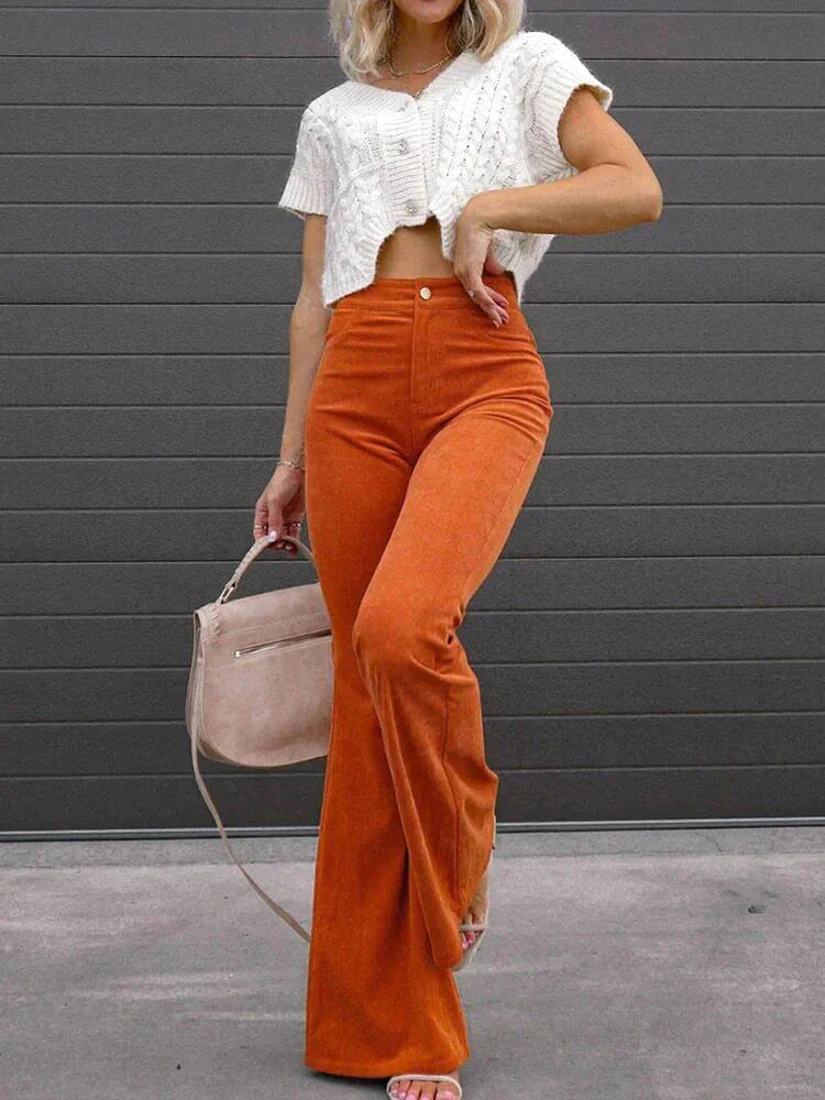 Geneva - Flared Corduroy Pants Trendy Comfortable Bell-Bottom Pants