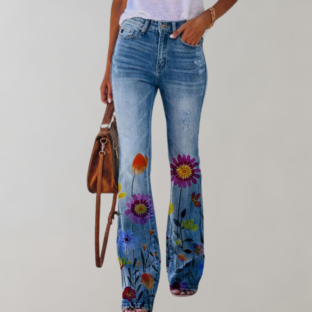 Trixie - Floral Embroidered Flare Jeans