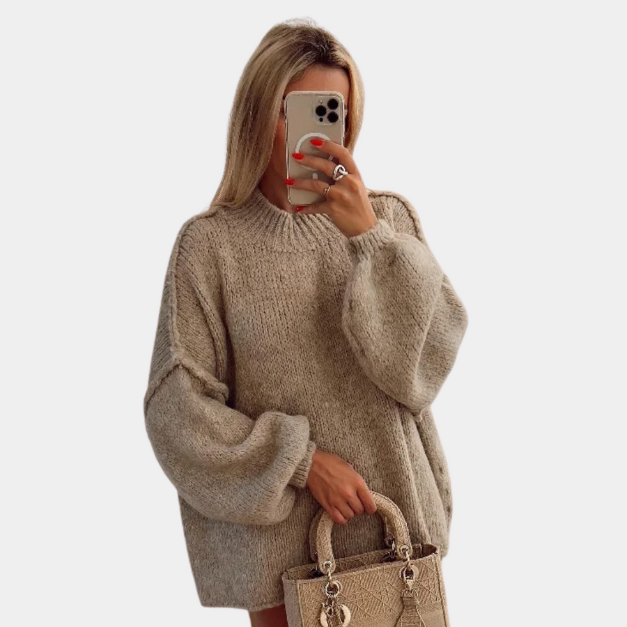 Imogen - Oversized Knit Sweater with Balloon Sleeves