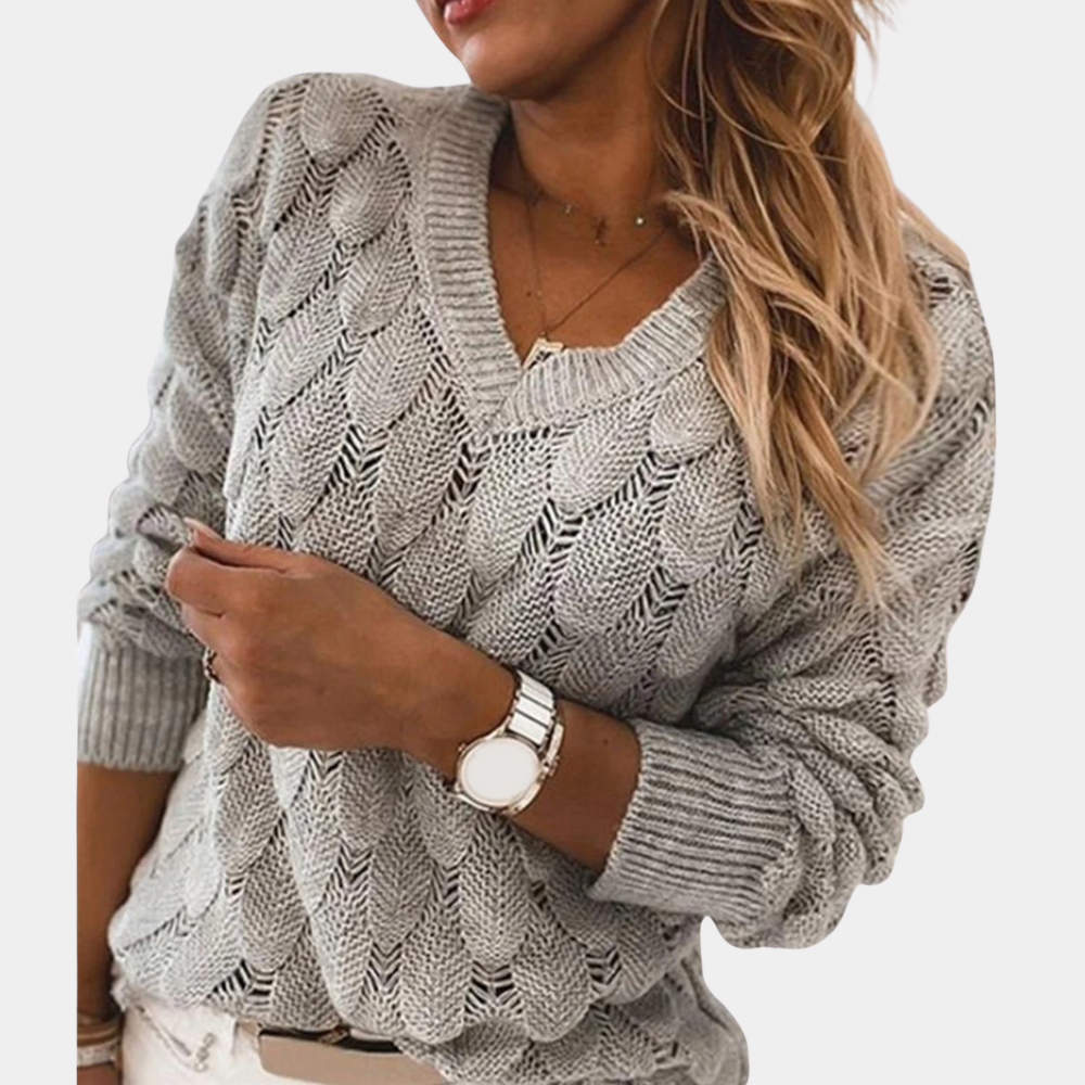 Nellie - Cable-Knit V-Neck Sweater