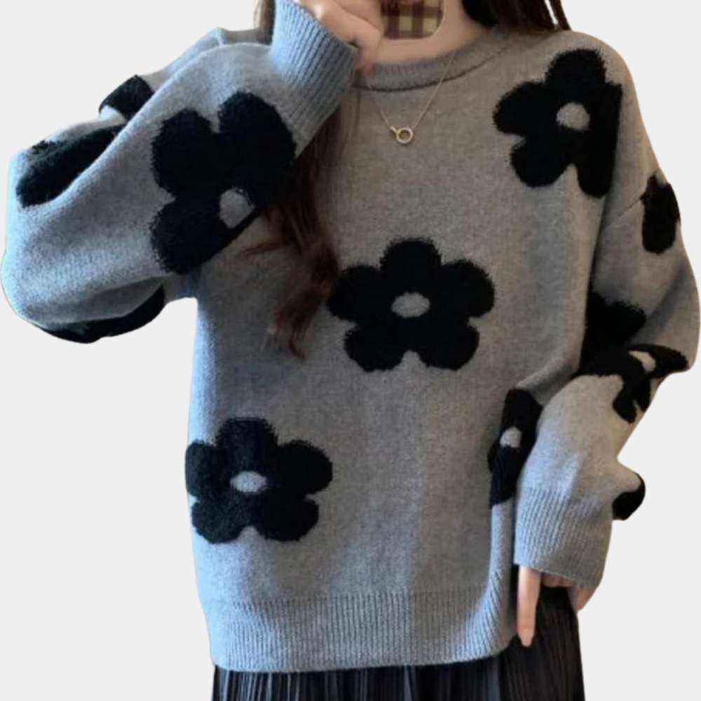 Aria - Classic Floral Knitted Sweater for Winter