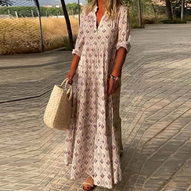 Savannah - Vintage Summer Maxi Dress Elegant and Flowing