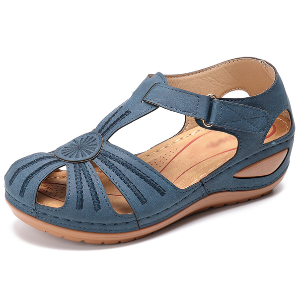 Lila – Comfortable Wedge Sandals with Floral Design