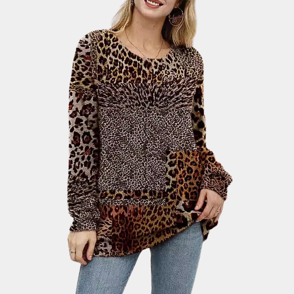 Nira - Animal Print Long-Sleeve Top