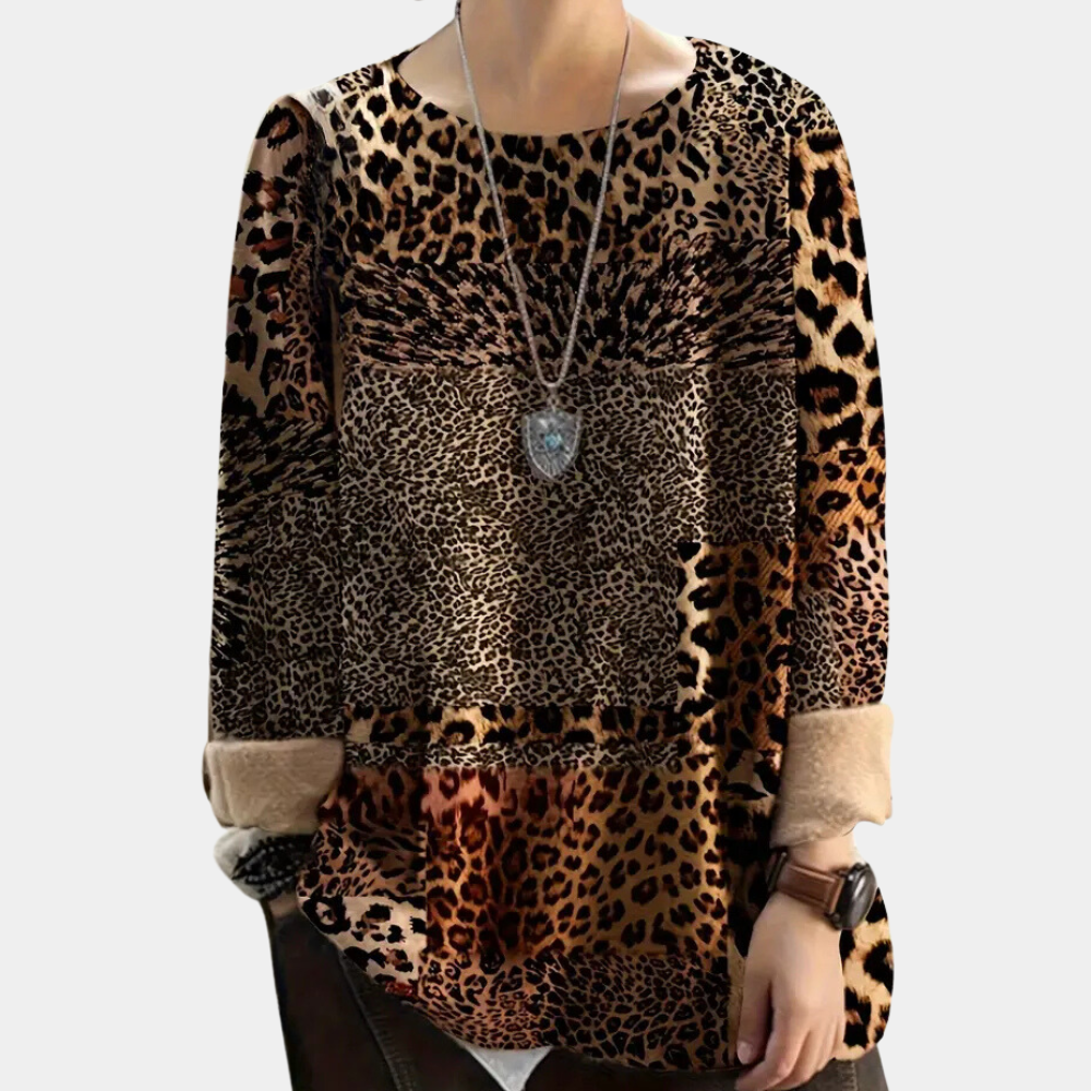 Nira - Animal Print Long-Sleeve Top