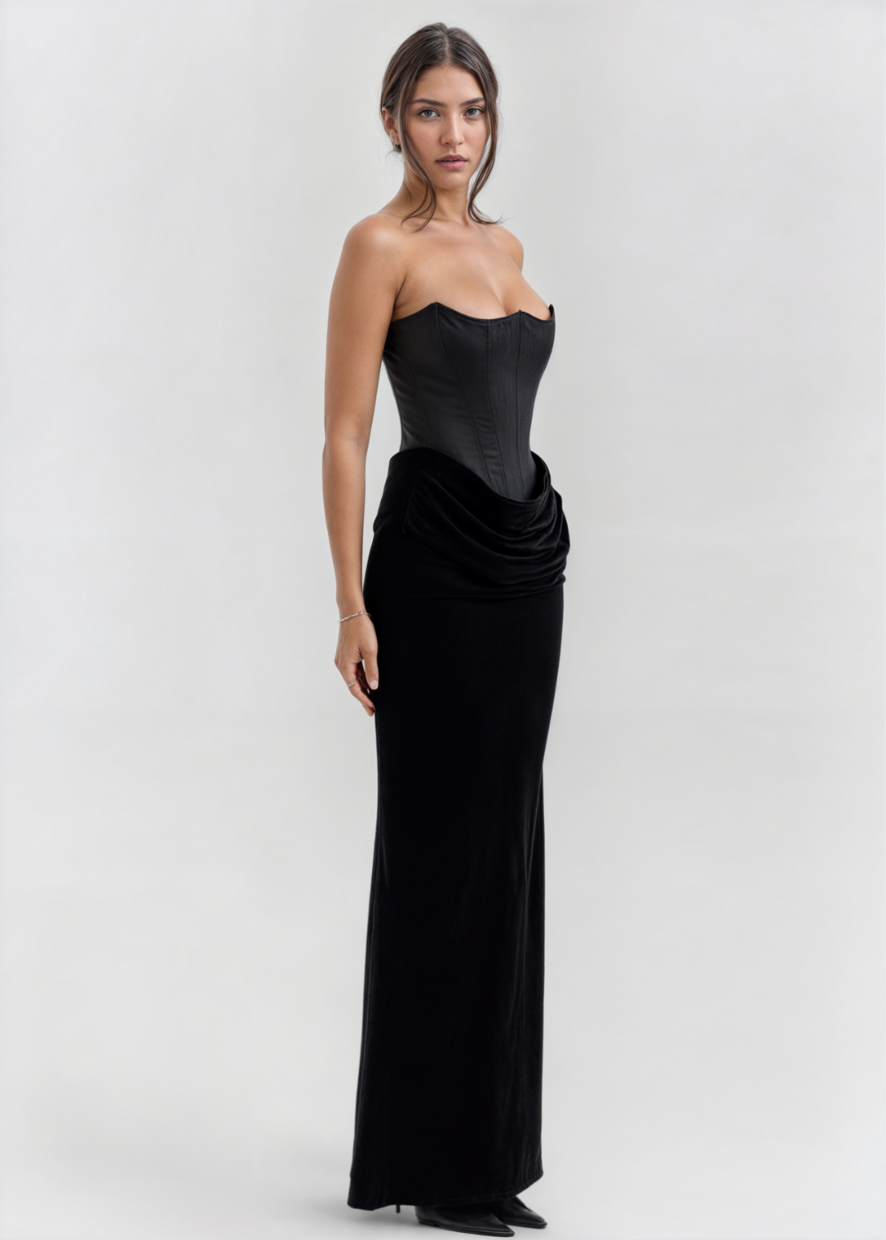 Daphne - Velvet Corset Maxi Dress