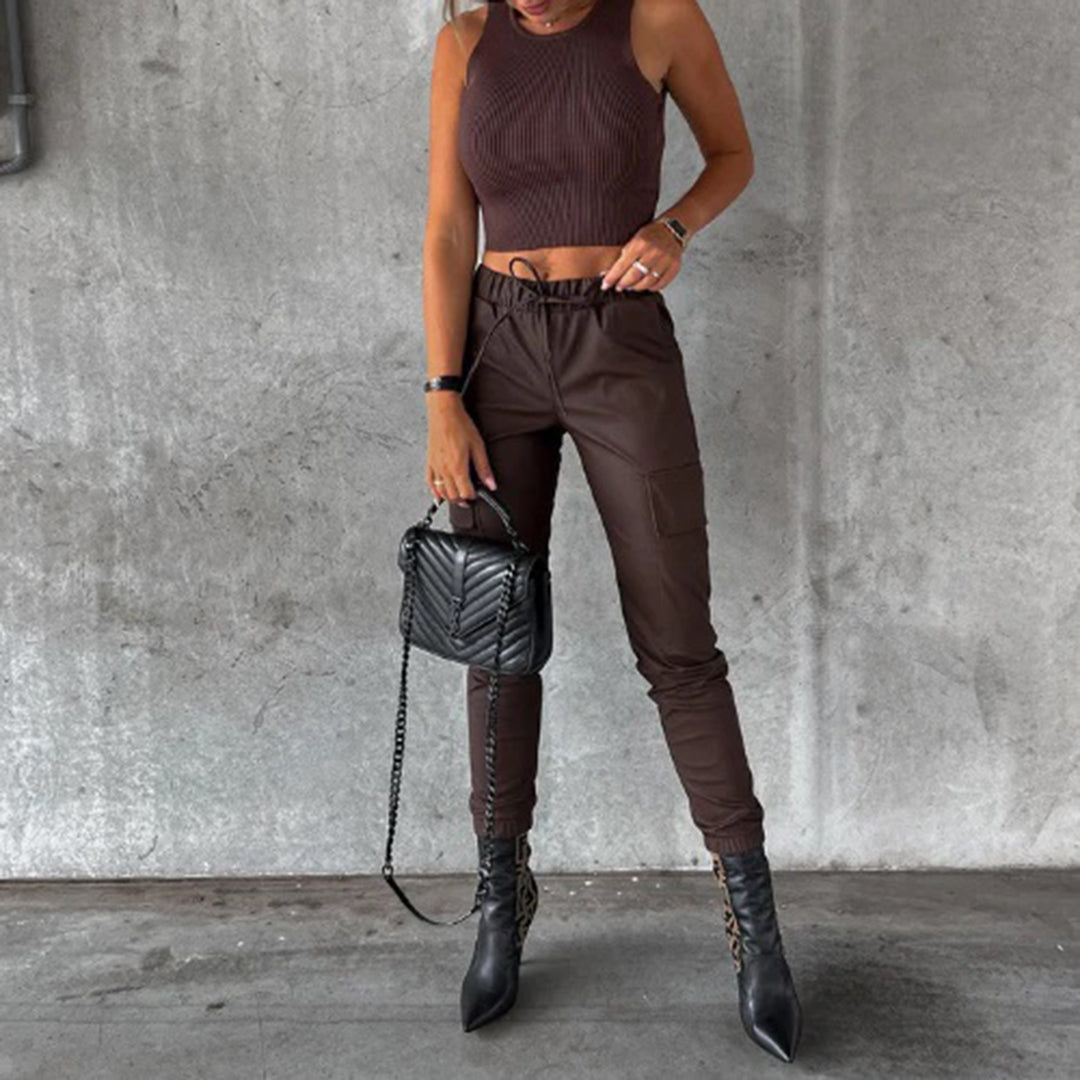 Karina - High-Waisted Leather Pants