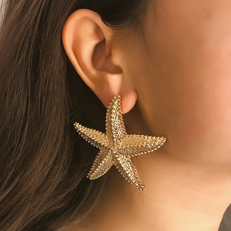 Sylvie - Starfish Drop Earrings Gold Coastal Inspired