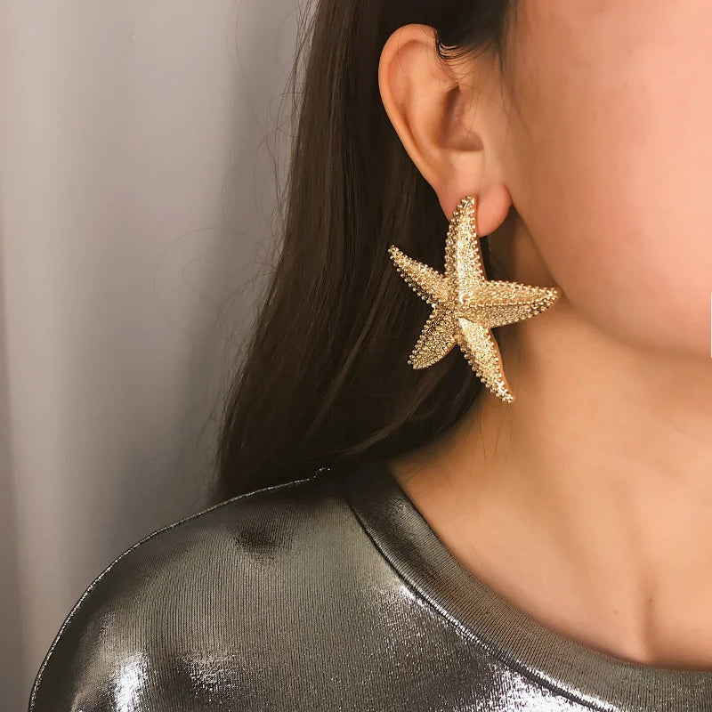 Sylvie - Starfish Drop Earrings Gold Coastal Inspired