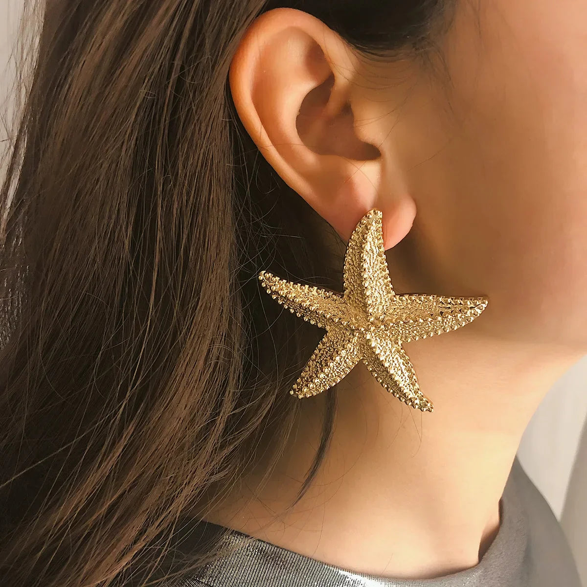 Sylvie - Starfish Drop Earrings Gold Coastal Inspired