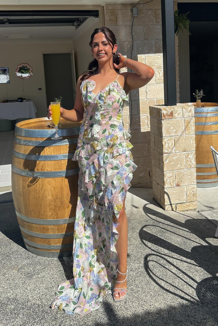 Catherine - Ruffled Floral Maxi Dress
