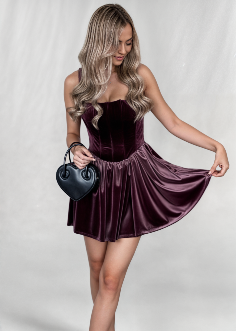 Emilia - Velvet Corset Midi Dress