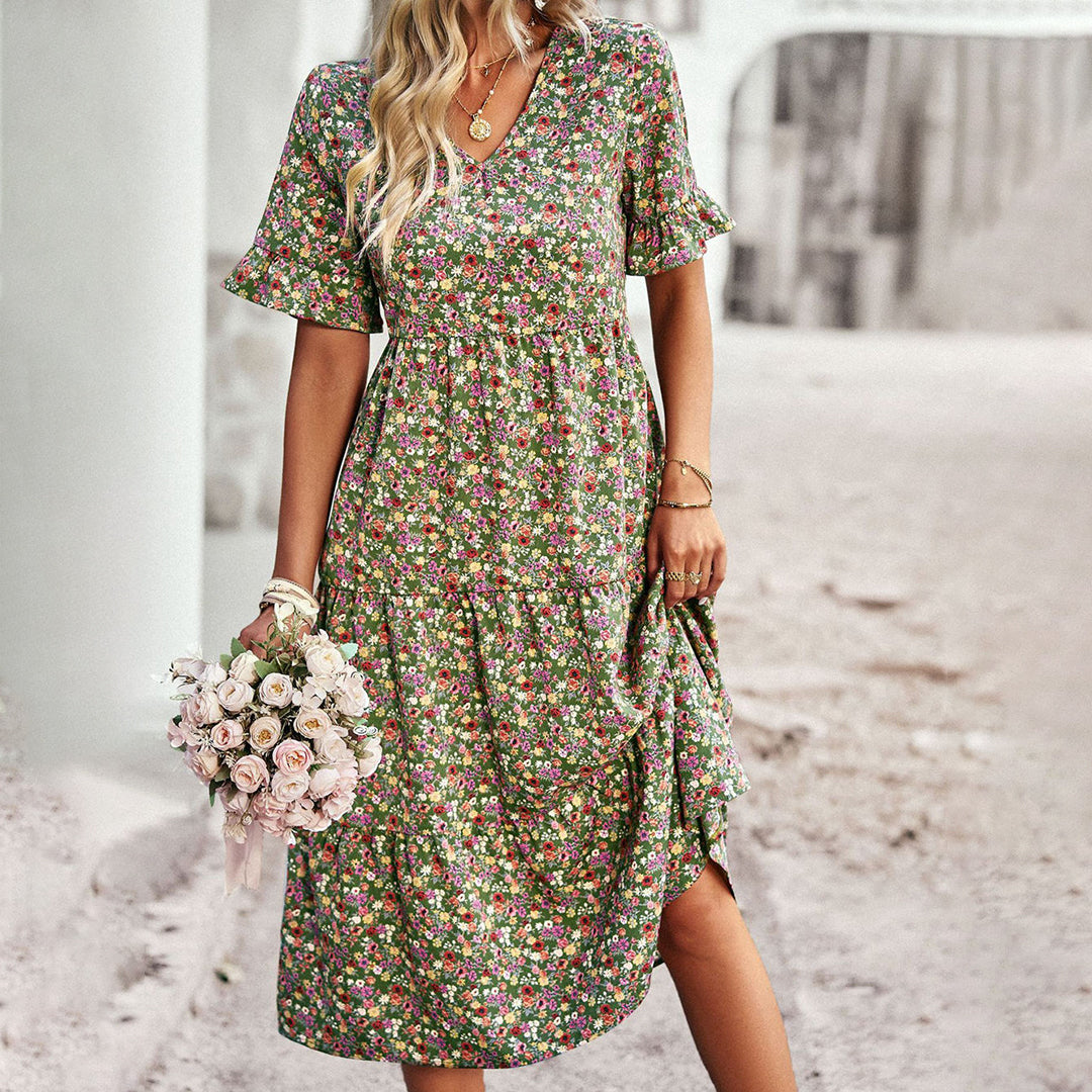 Magnolia - Boho Floral Midi Dress