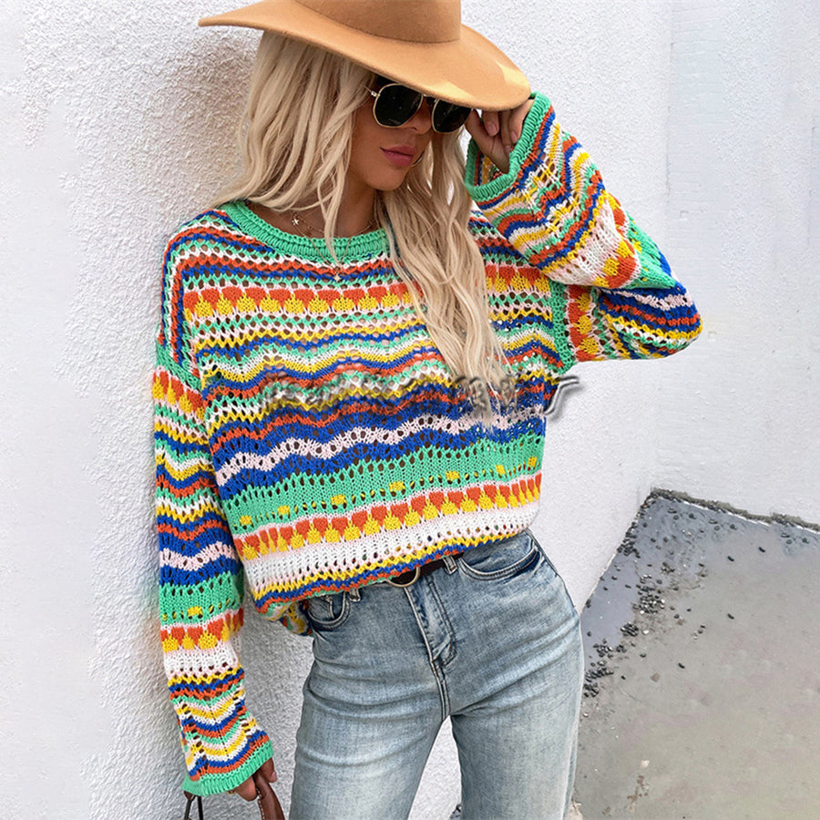 Sage - Boho Knit Vibrant Sweater