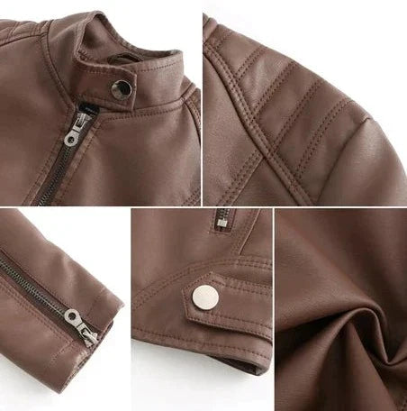 Gracie - Women's Moto Biker Jacket with Zipper Detailing