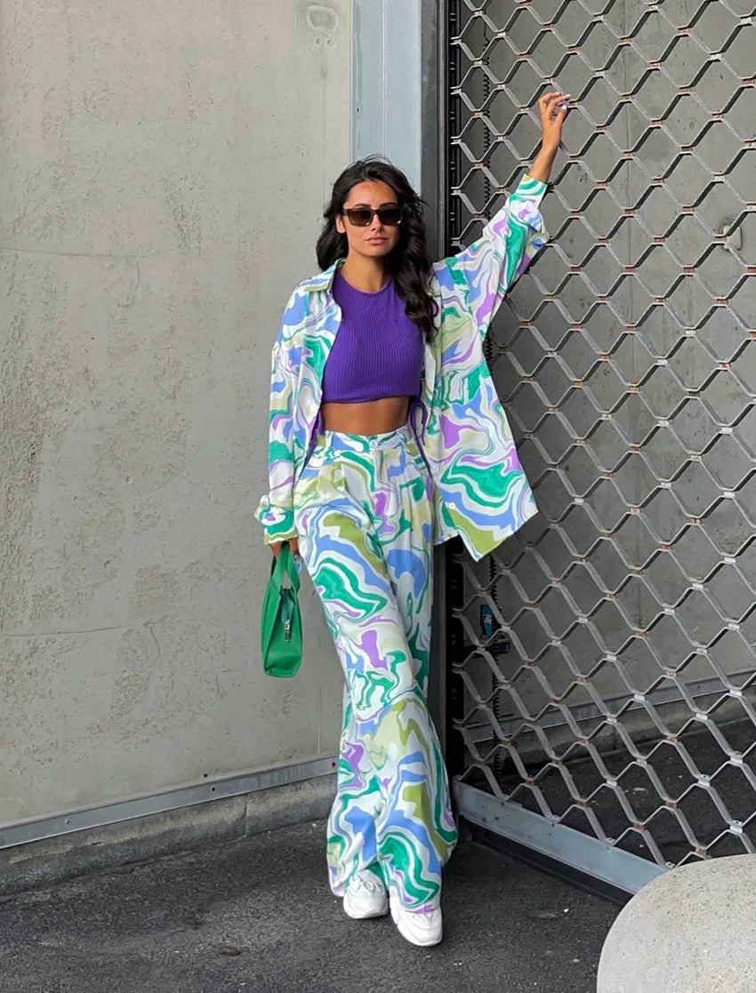 Juliet - Bold Swirl Print Two-Piece Set