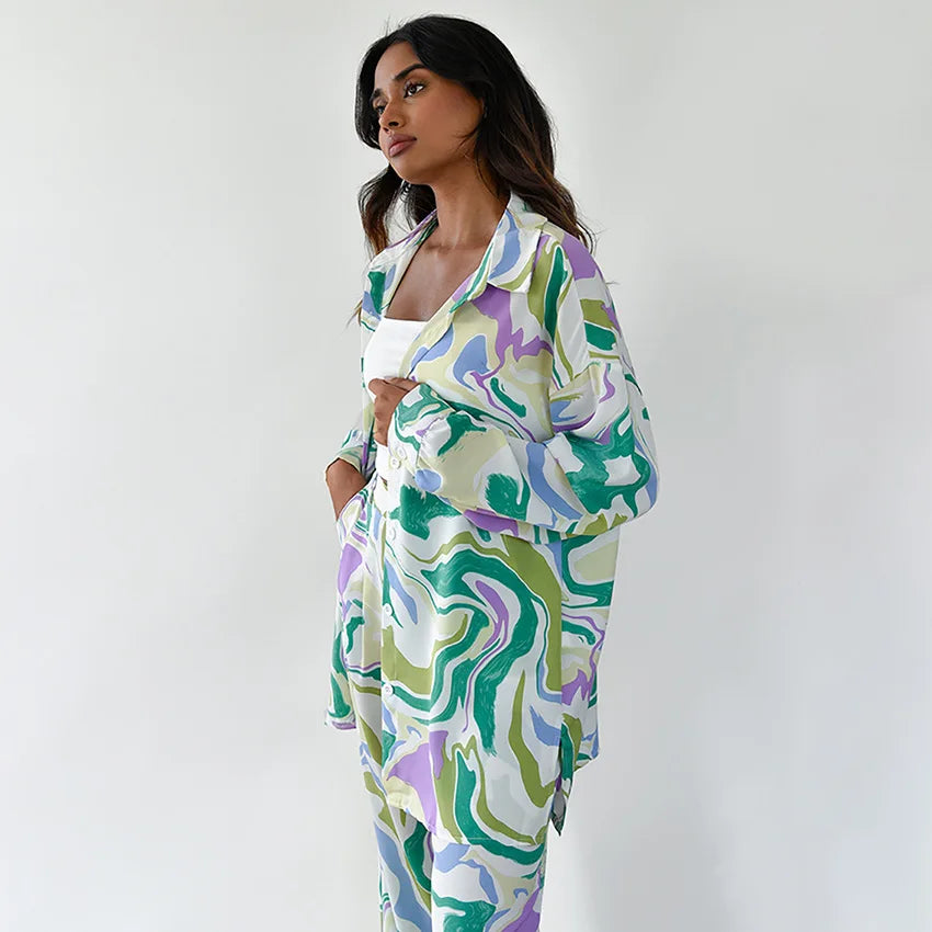 Juliet - Bold Swirl Print Two-Piece Set