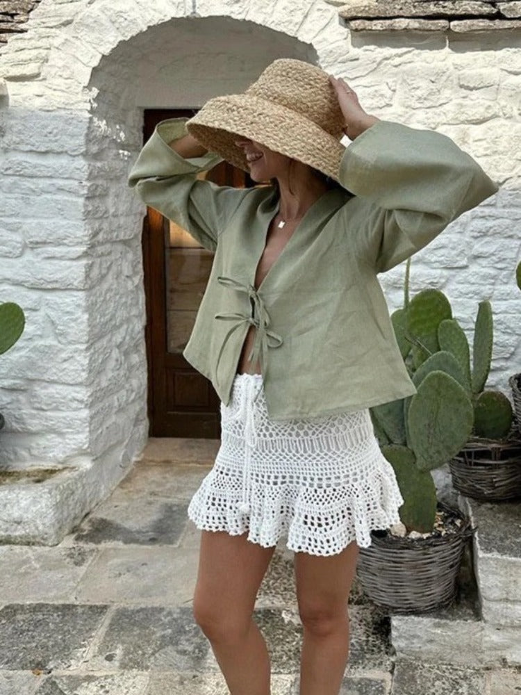 Frankie - Lace-Up Blouse for a Chic Spring and Summer Look