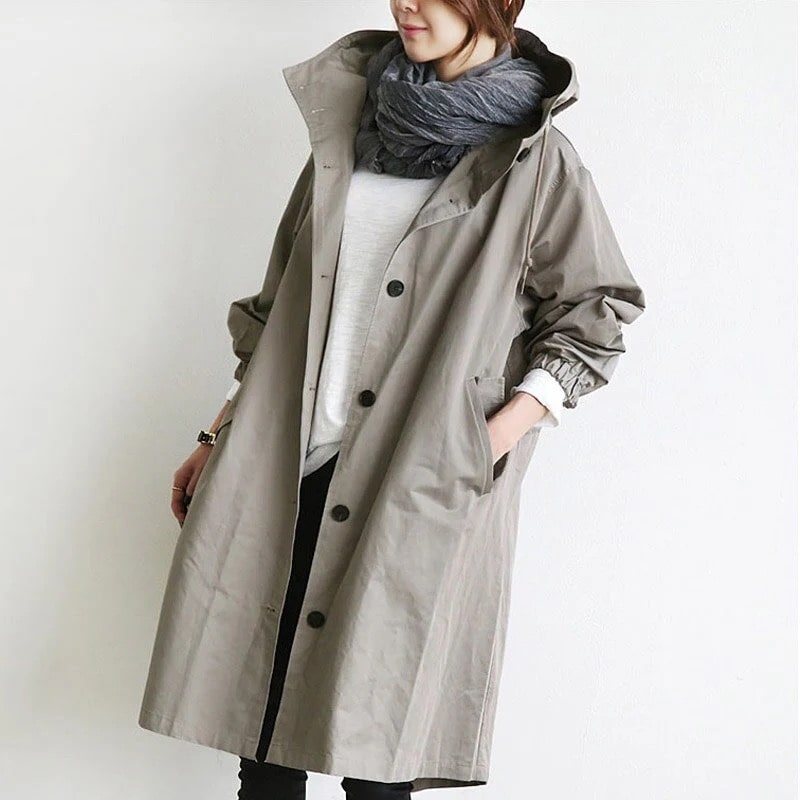 Zephyra - Elegant Trench Coat Solid Color Coat for Every Season