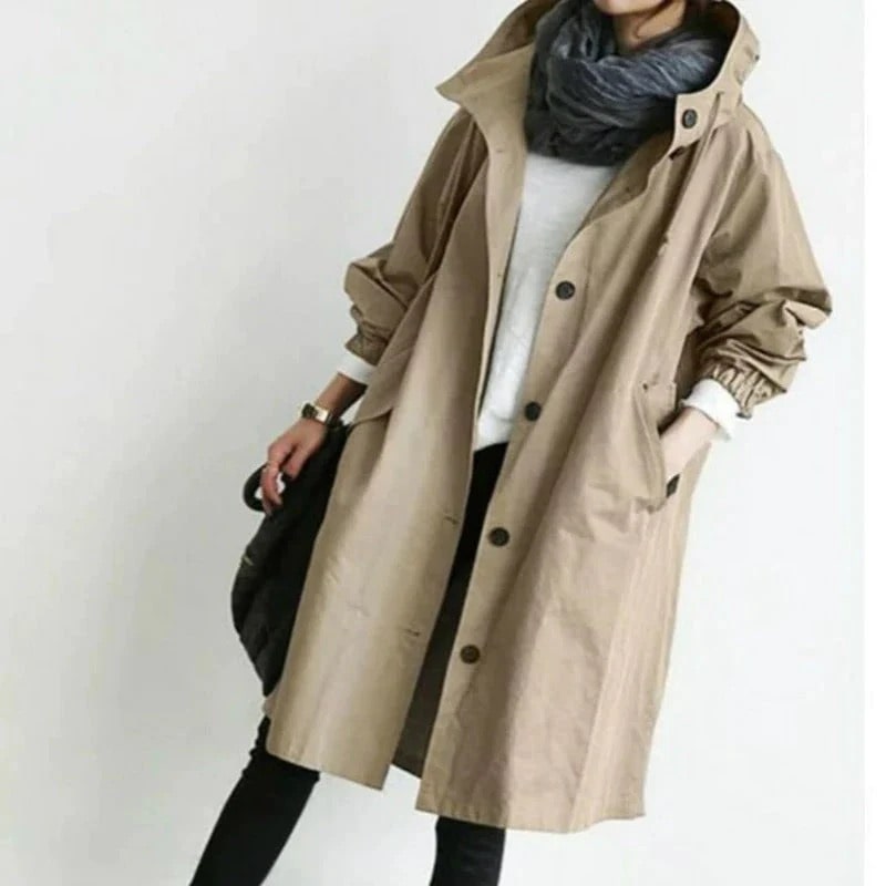 Zephyra - Elegant Trench Coat Solid Color Coat for Every Season