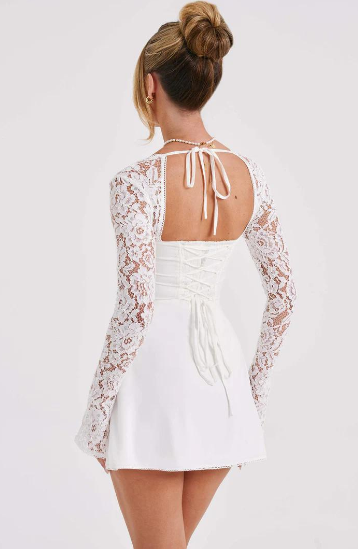 Eliana - Elegant Lace Mini Dress with Flared Sleeves