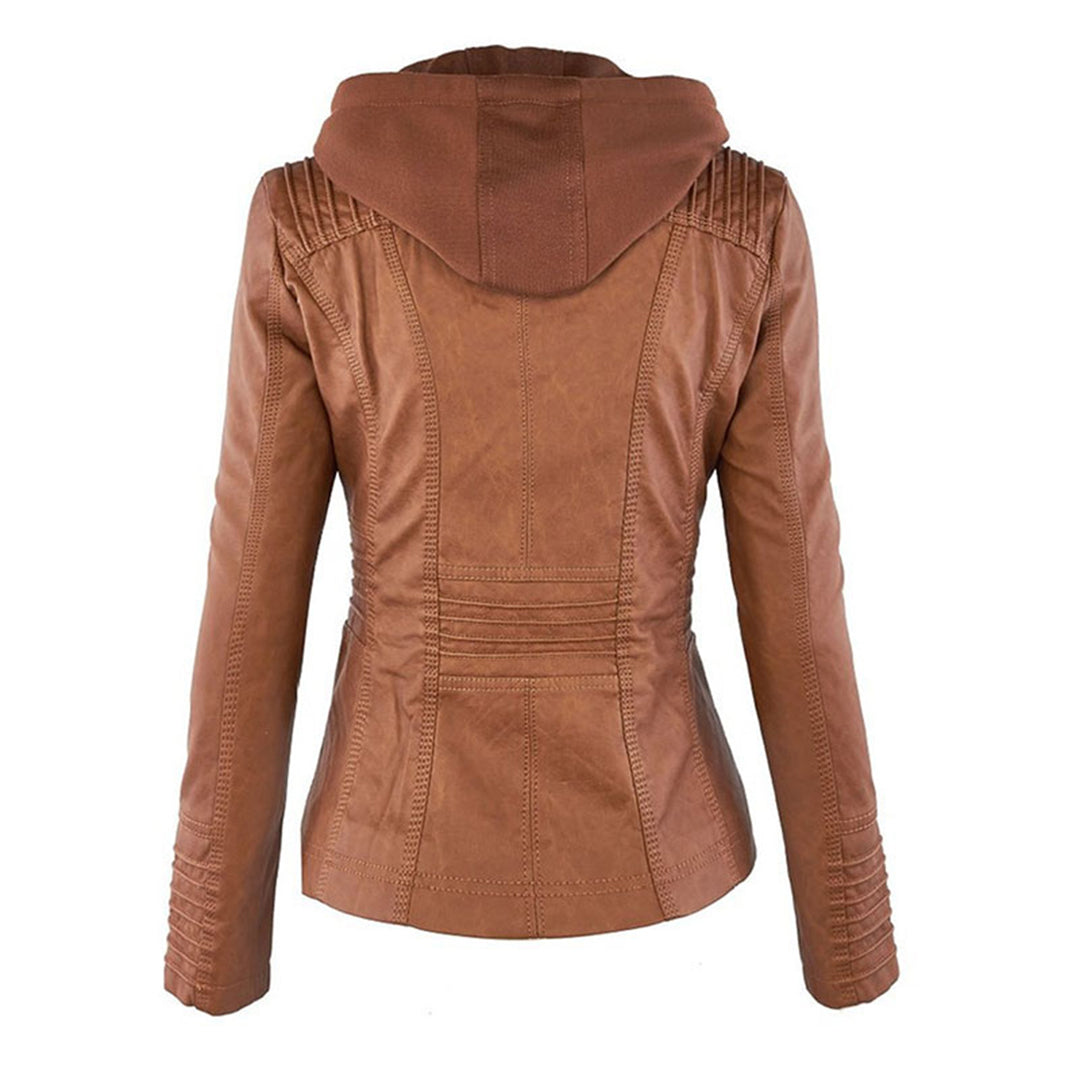 Maude - Vegan Leather Jacket for Women with Detachable Hood