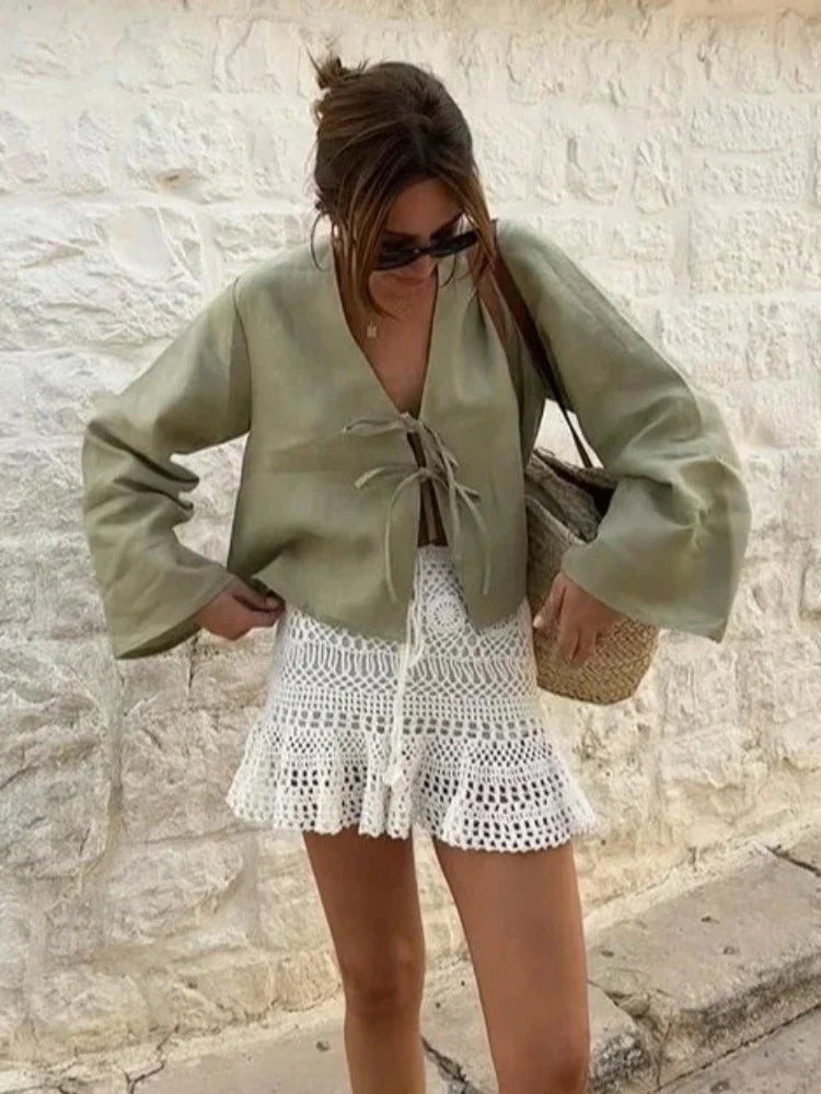 Frankie - Lace-Up Blouse for a Chic Spring and Summer Look