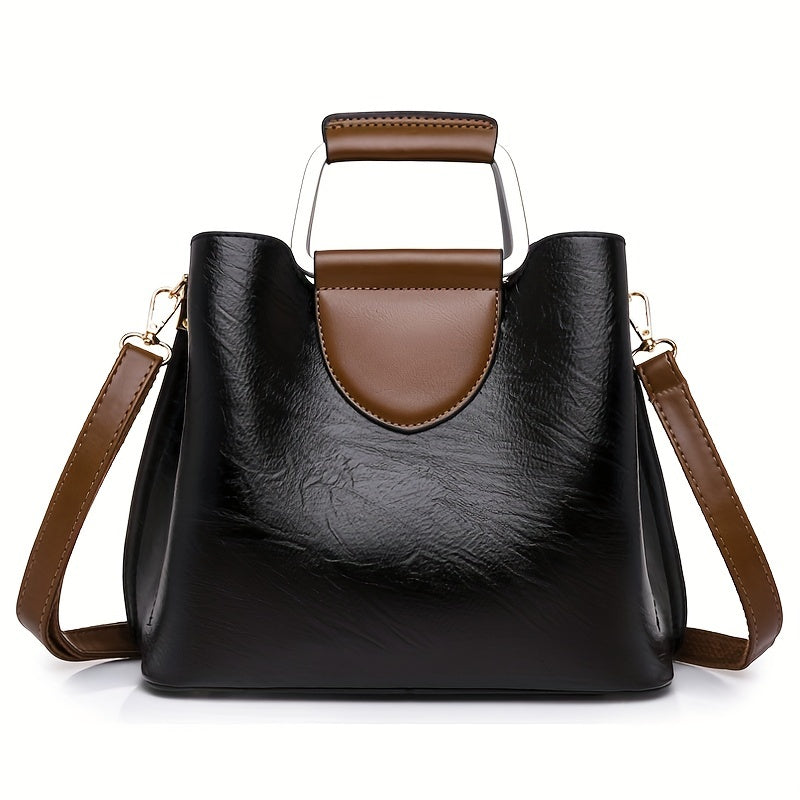 Mae - Women’s Spacious Genuine Leather Leather Bag with Adjustable Strap