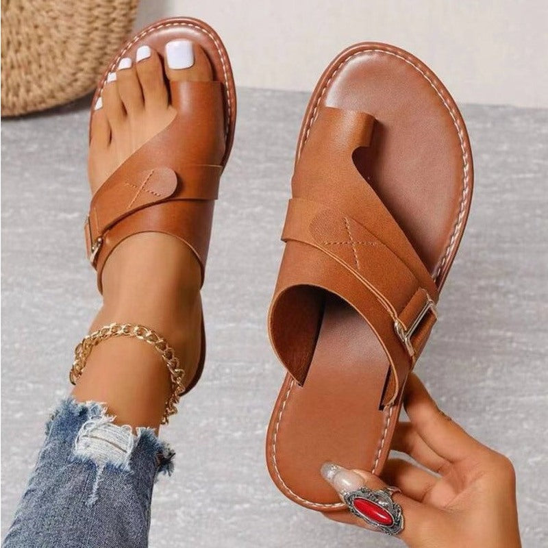 Lauren - Women’s Stylish Supportive Leather Slide Sandals