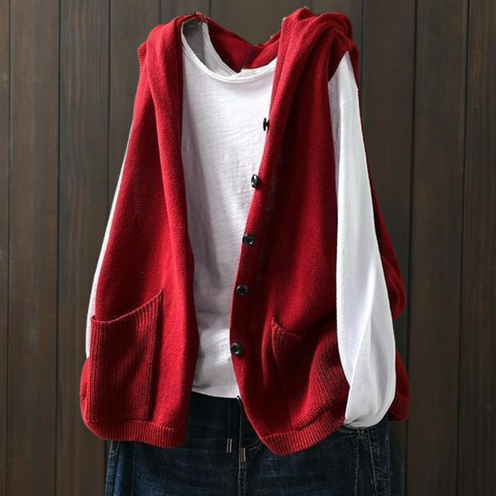 Tahlia - Hooded Button-Up Fleece Vest