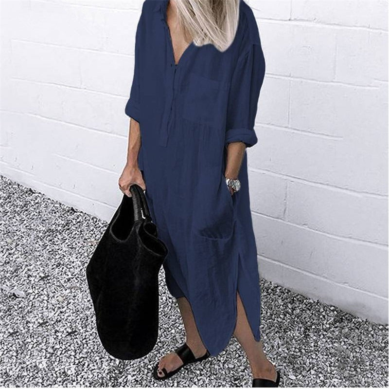 Billie - Women's Elegant Linen Maxi Dress